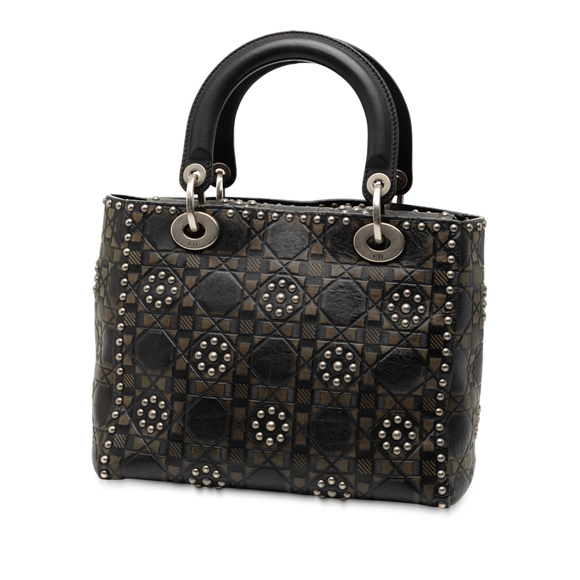 Pre-Loved Dior Medium Calfskin Cannage Embossed Flower Studded Supple Lady Dior - Picture 2 of 7